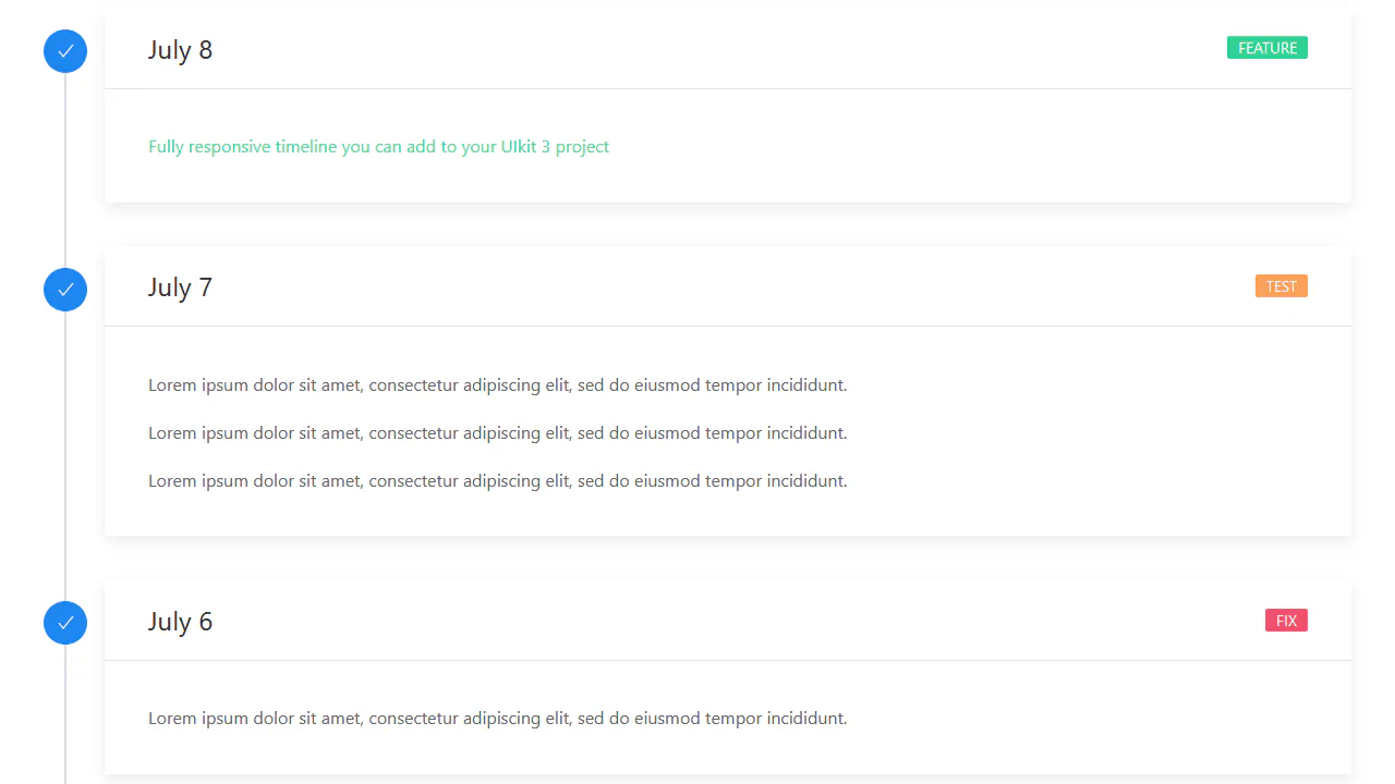 UIkit 3 CSS Timeline
