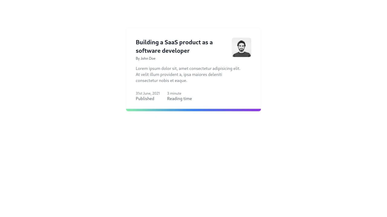 Card Component With Content, Image, Details and Gradient Border