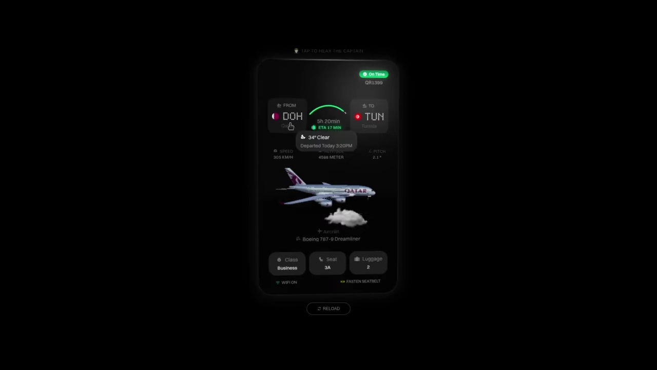 Flight Status Card with Tilt Effect