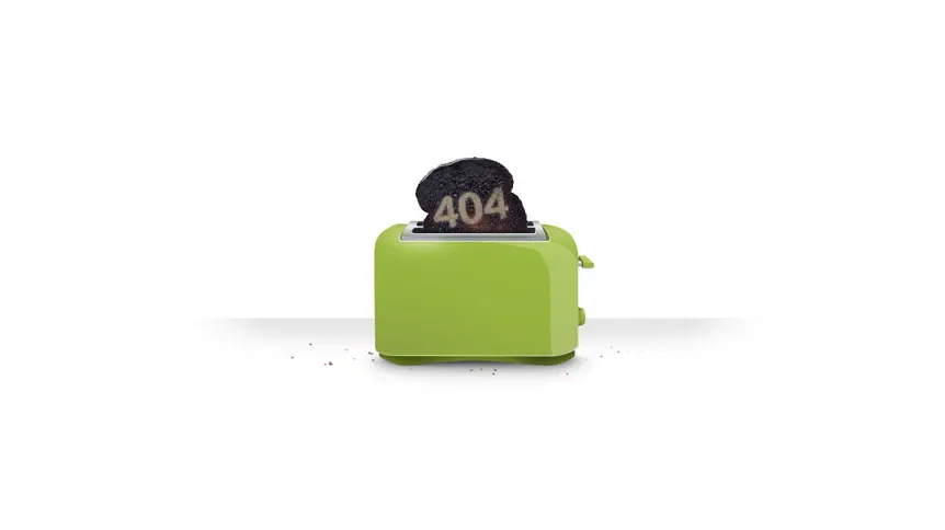 404 Error Page Smoke From Toaster