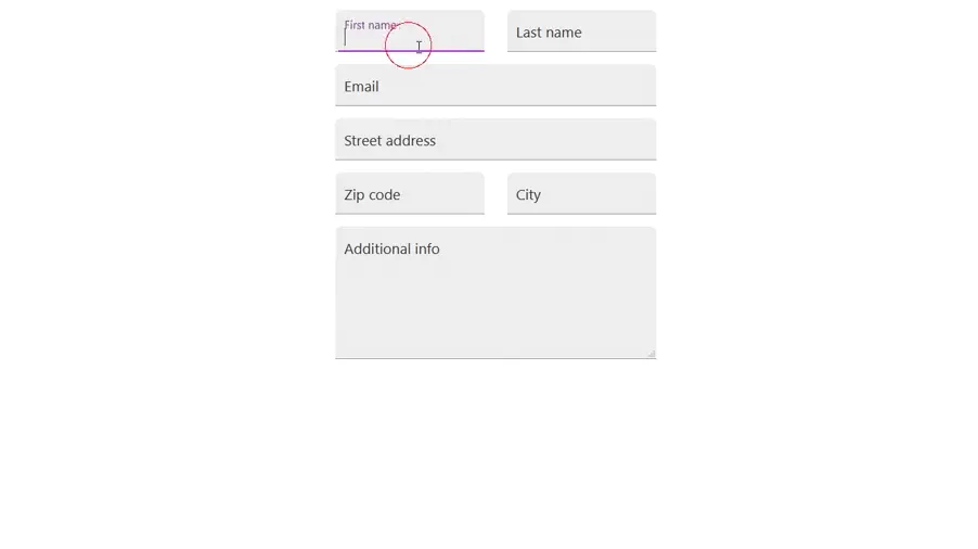 Material Design Like Form Input Text Fields
